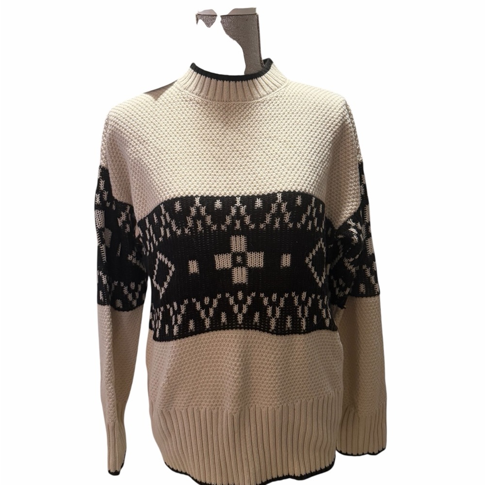 Pistola Cream and Black Knit Sweater